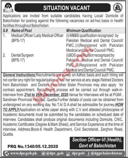 Balochistan Health Department Jobs