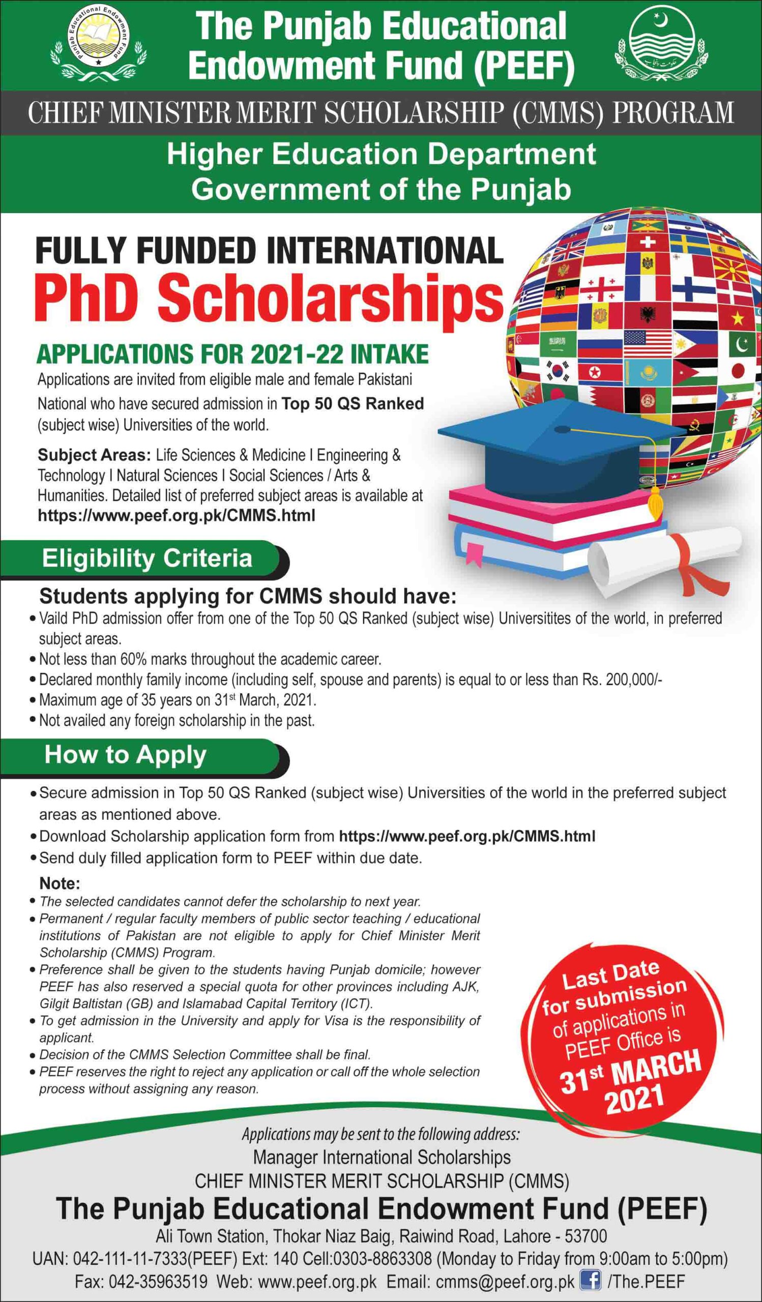 PEEF PhD Scholarships 2021
