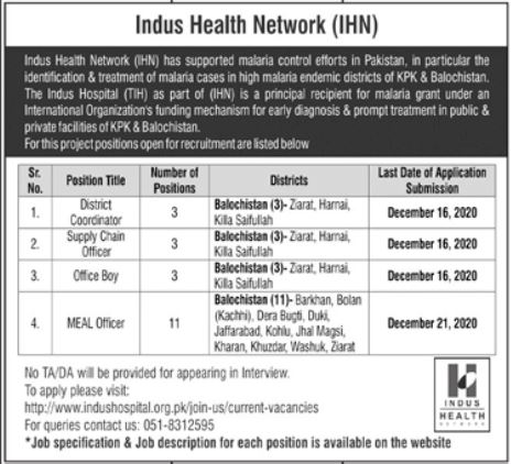 Indus Health Network IHN Jobs in Balochistan