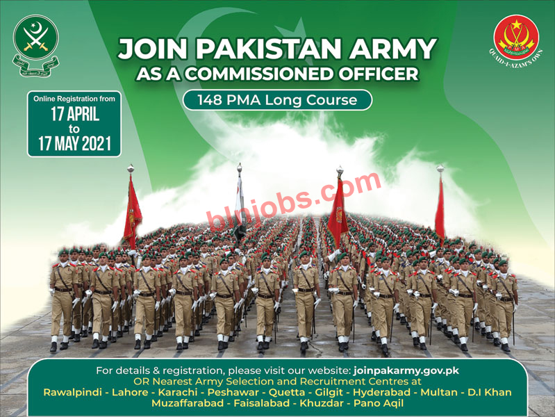 Join Pak Army Jobs 2021 as Commissioned Officer PMA Long Course 148