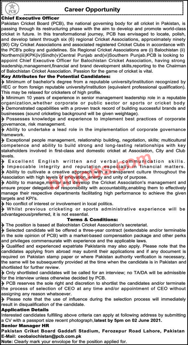 Jobs In PCB Chief Executive Officer 2021