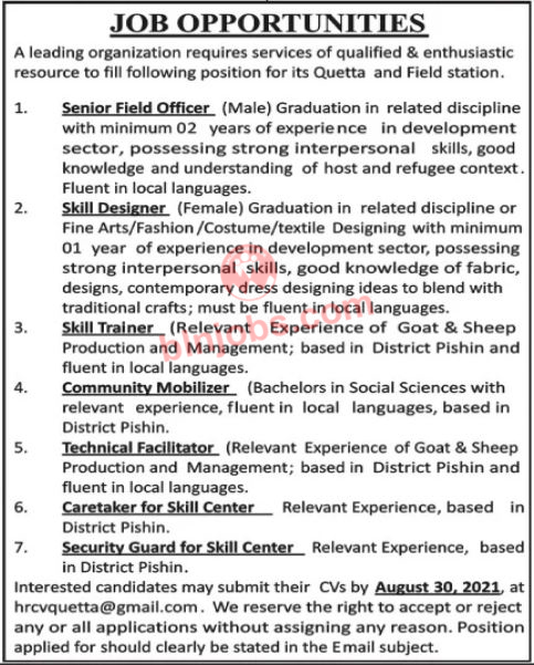 Organization Jobs in Balochistan 2021