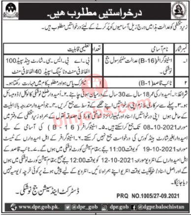 District and Session Court Nushki Jobs 2021