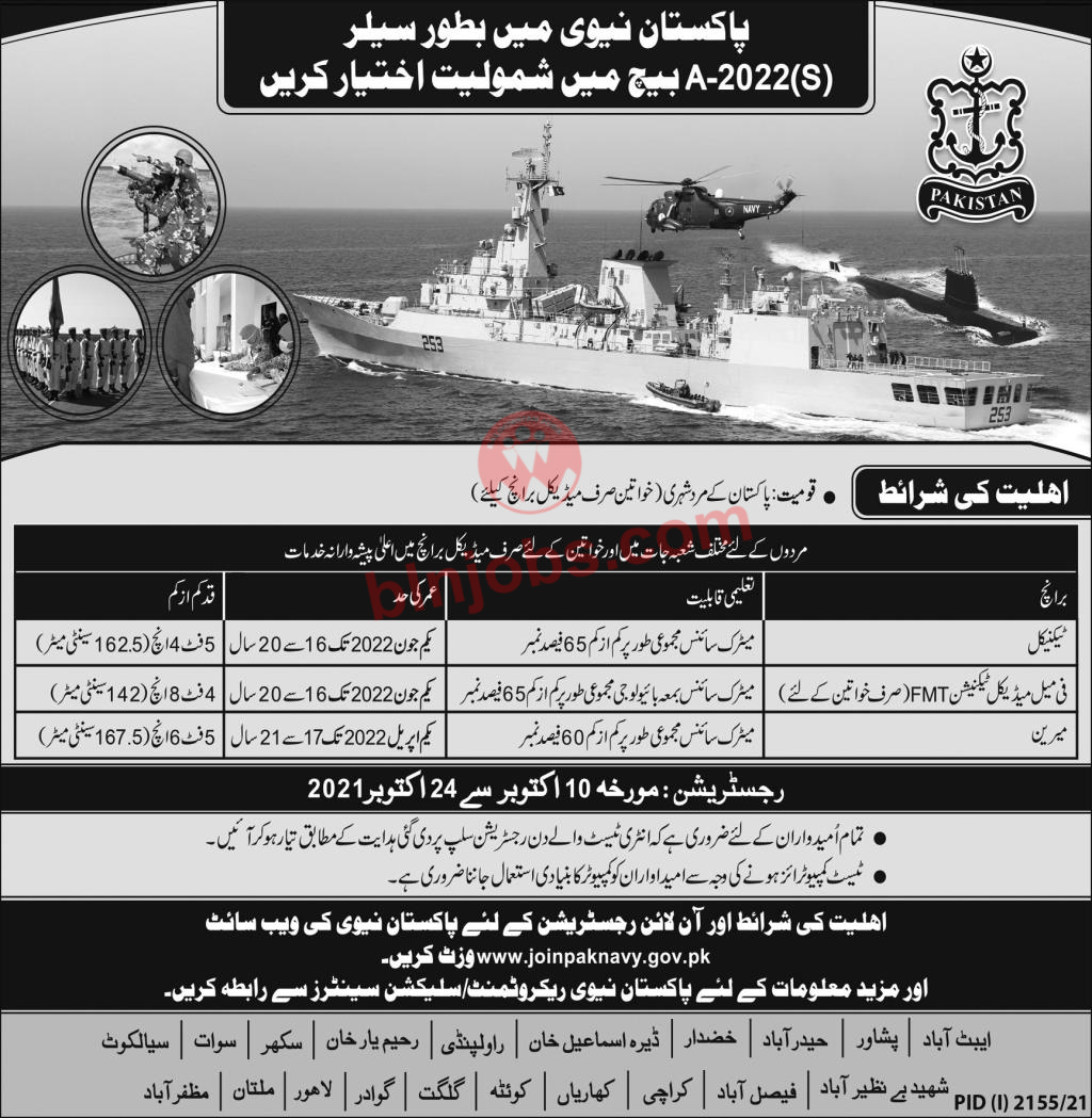 Join Pak Navy as Sailor Jobs 2021