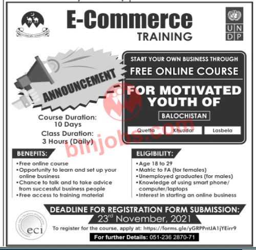 Free Online E-Commerce Training for Balochistan