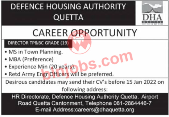 DHA Quetta Jobs 2022