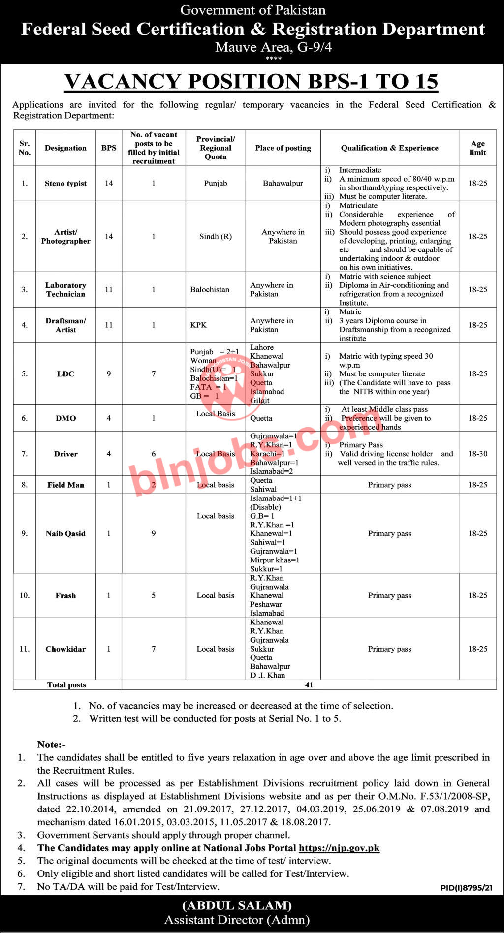  Federal Seed Certification and Registration Department Jobs 2022