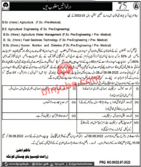 BZU Multan Balochistan Quota Jobs 2022