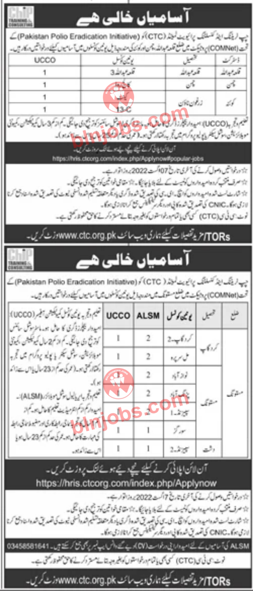 Chip Training & Consulting CTC Balochistan Jobs 2022