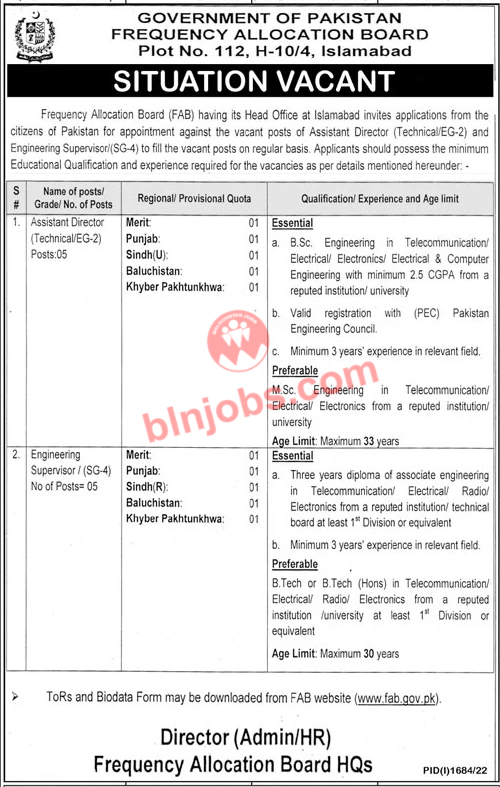 Frequency Allocation Board FAB Jobs 2022