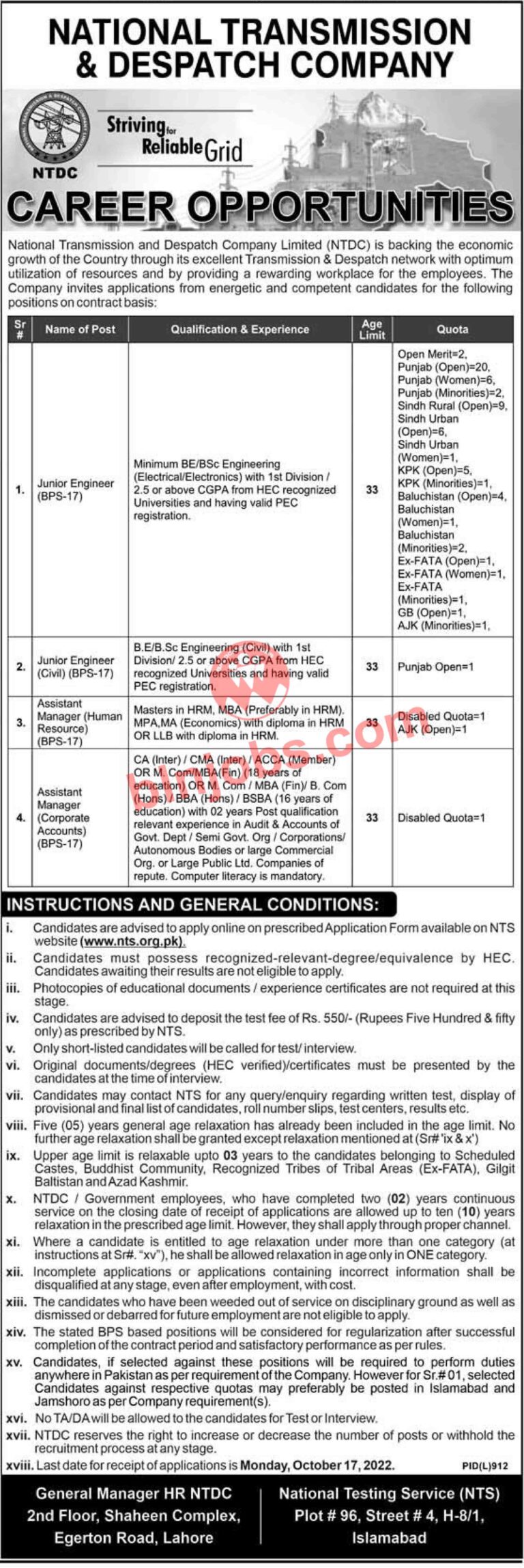 National Transmission And Dispatch Company Jobs 2022 Balochistan Jobs