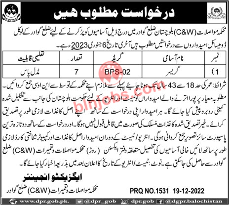 C&W Gwadar Jobs 2023 for Gracer