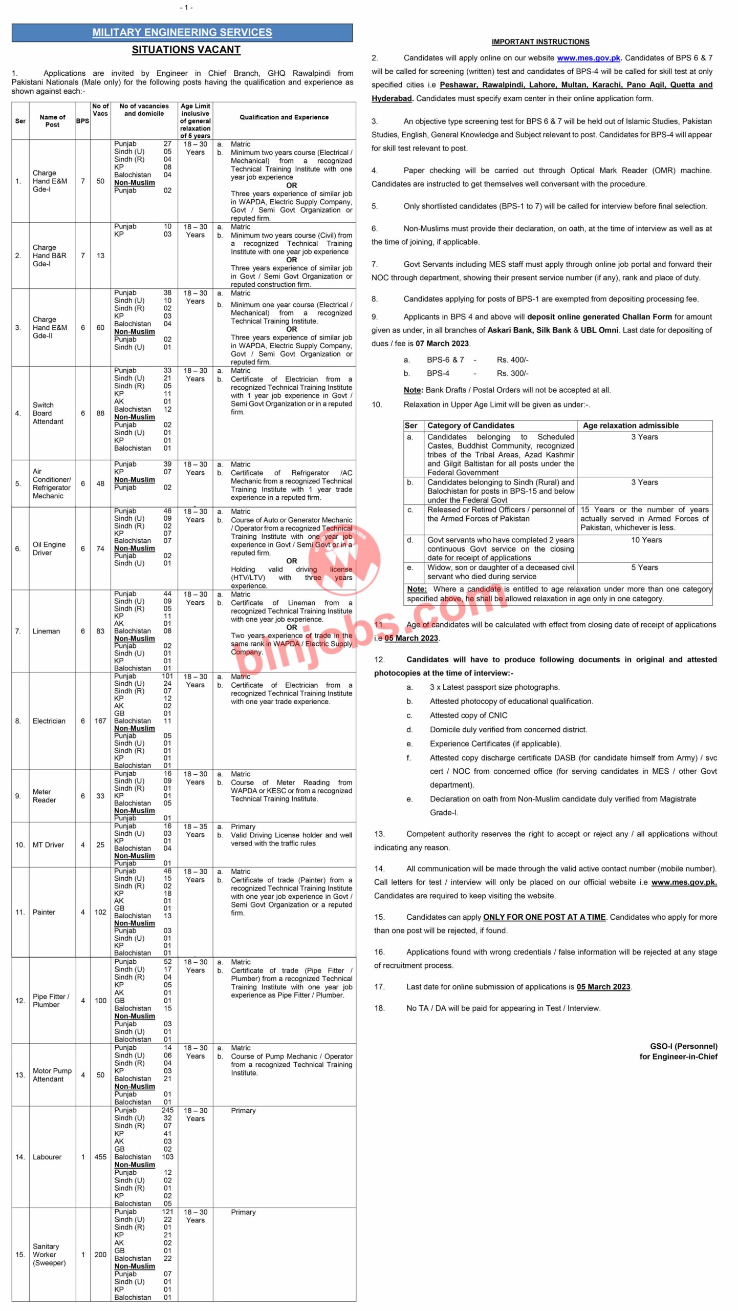 Military Engineering Services MES Jobs 2023