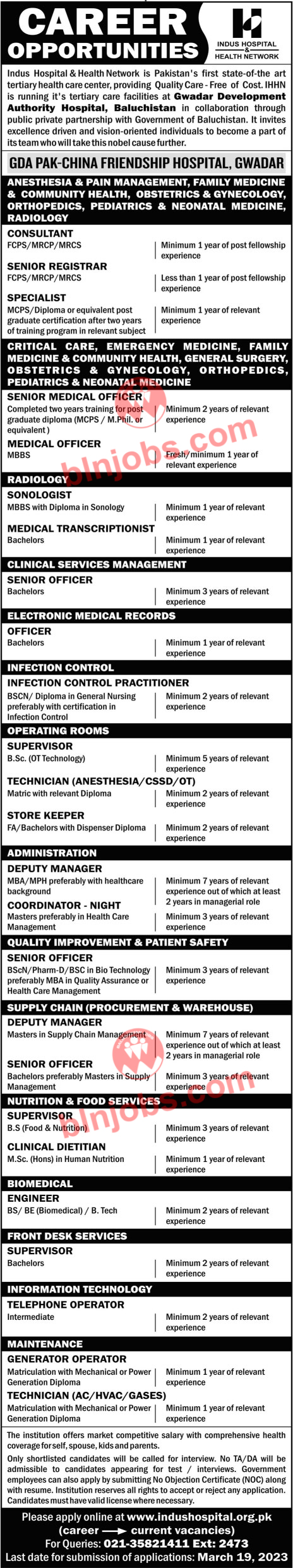 GDA Pak China Hospital Gwadar Jobs 2023