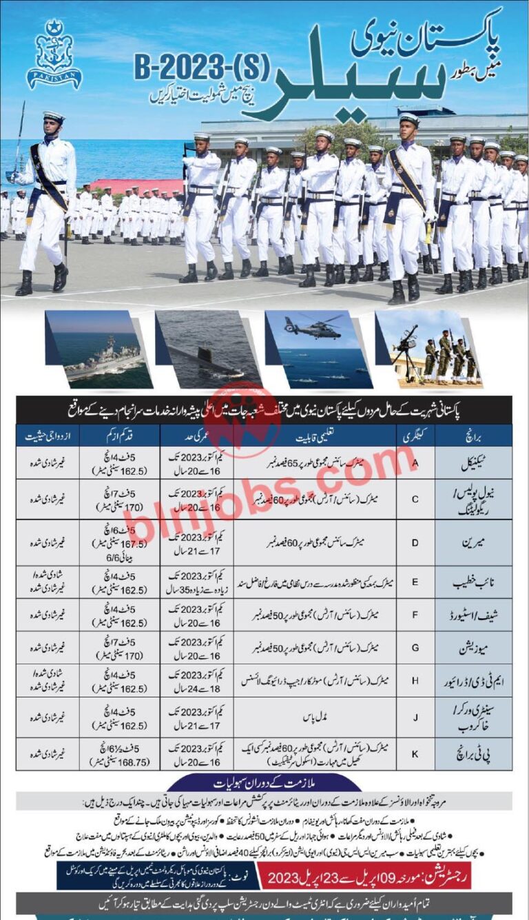 Pakistan Navy Sailor Jobs 2023 Join Pak Navy As Sailor Balochistan Jobs