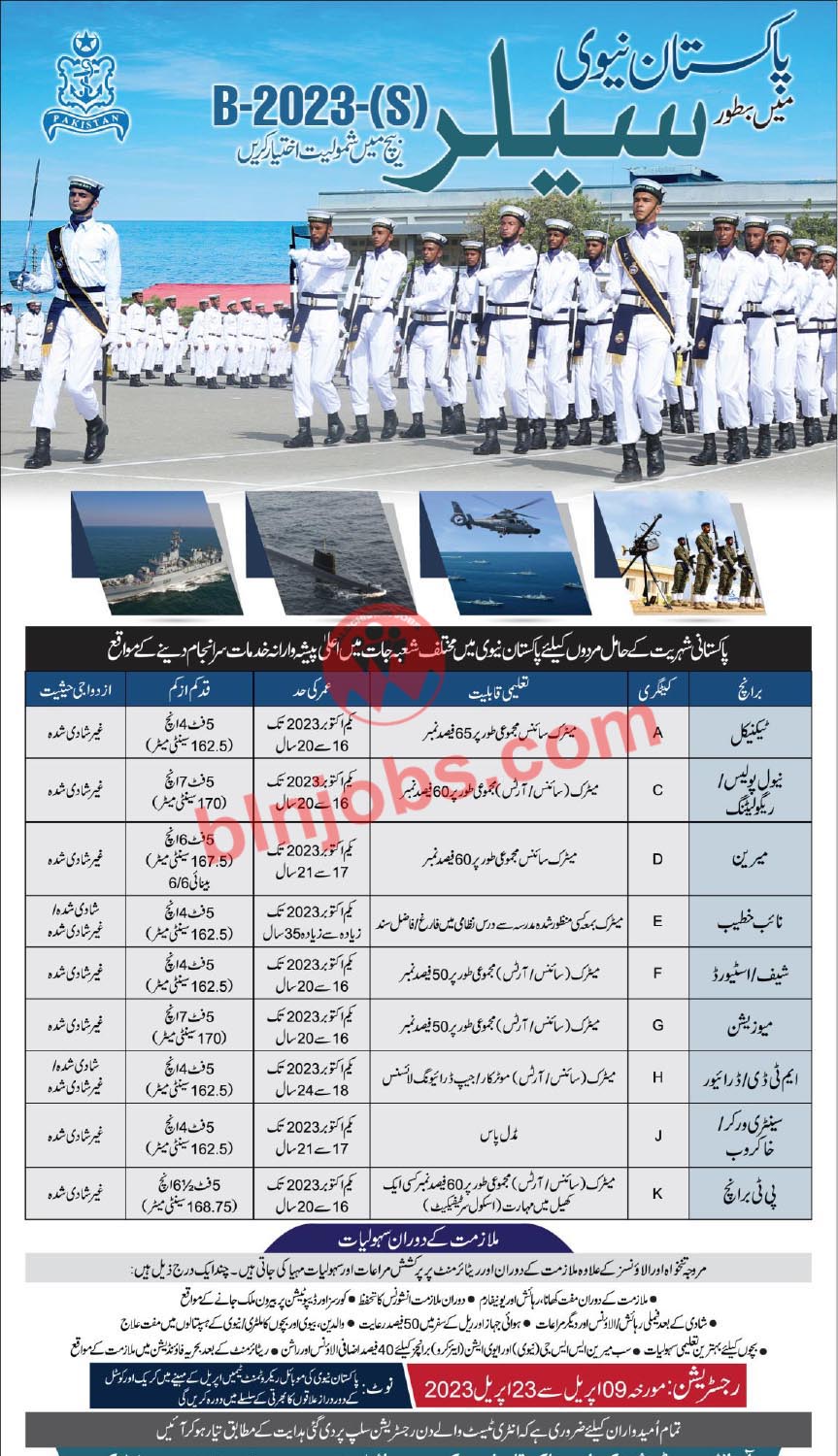 Pakistan Navy Sailor Jobs 2023