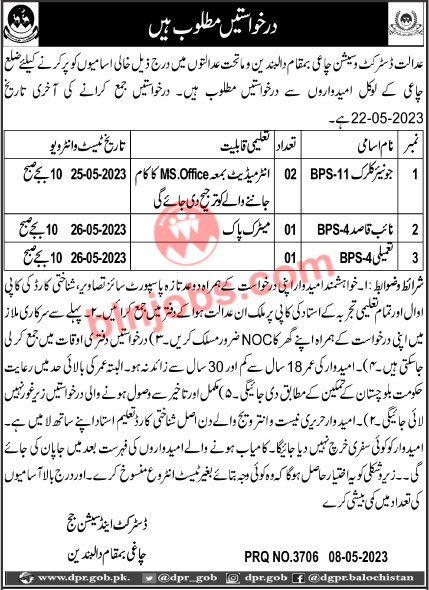 District and Session Judge Chaghi Jobs 2023