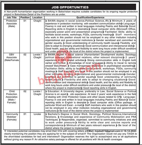 NGO Jobs 2023 in Chaghi and Loralai