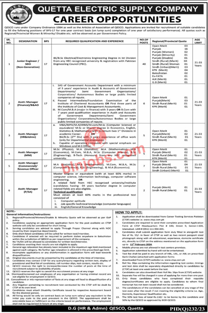 Quetta Electric Supply Company QESCO Jobs 2024 Balochistan Jobs   QESCO Job 681x1024 