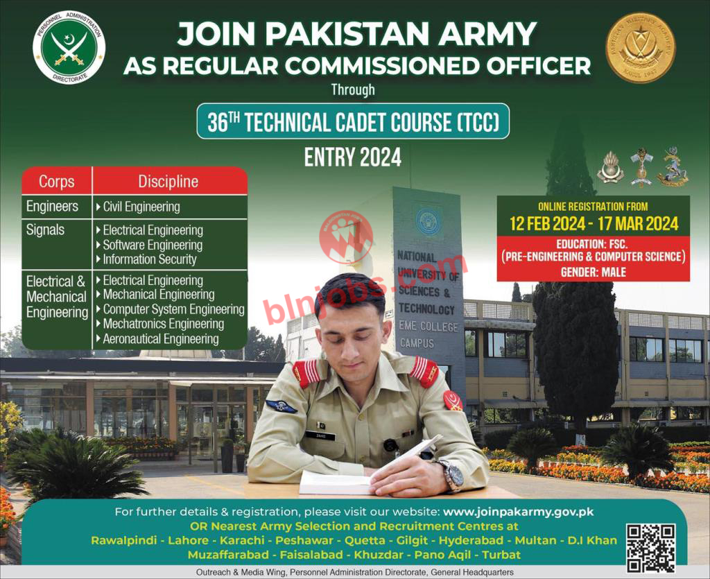 Pakistan Army Regular Commissioned Officers Jobs 2024