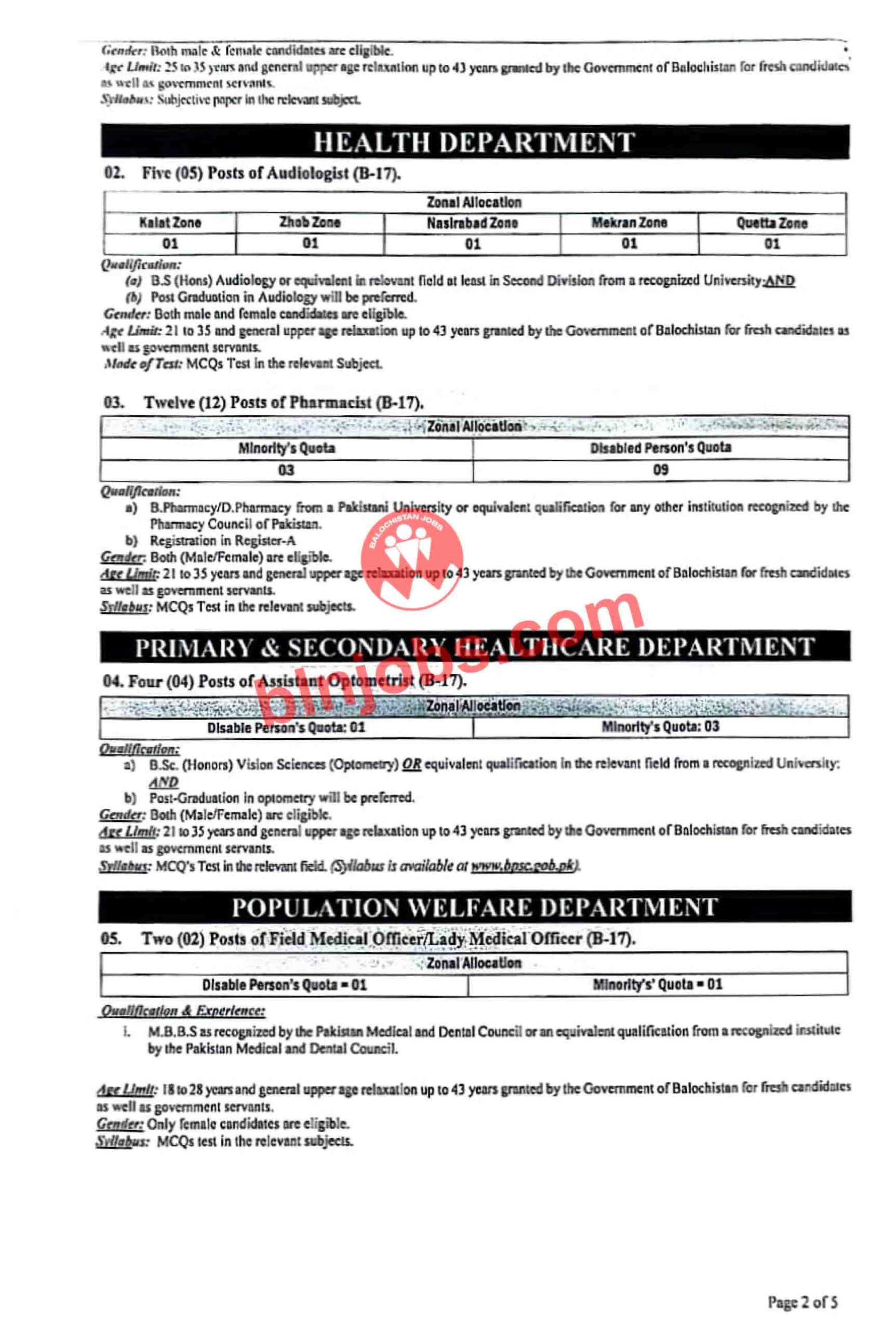 BPSC Jobs 2025 Advertisement No 5-2025