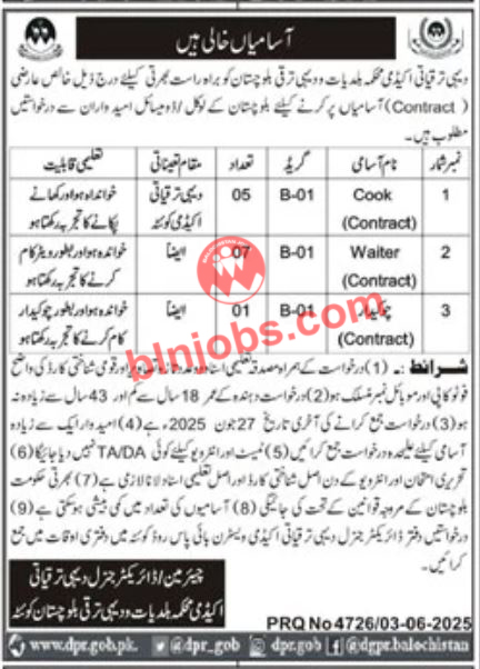Local Government Department Balochistan Jobs 2025