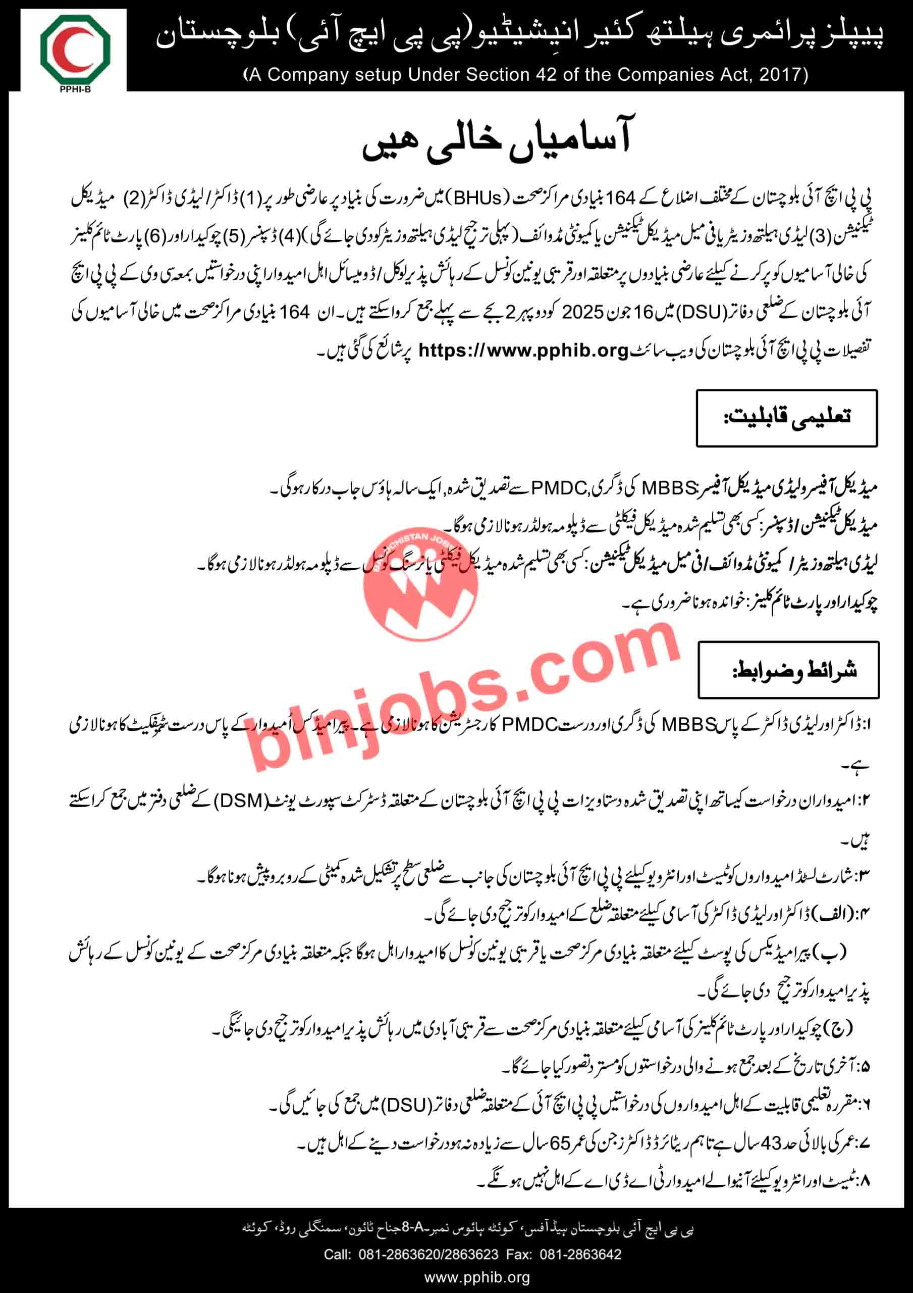 PPHI Balochistan Jobs 2025