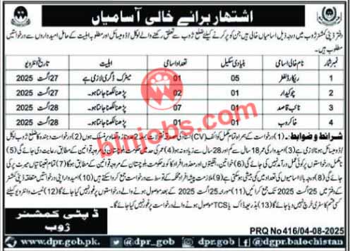 Deputy Commissioner DC Office Zhob Jobs 2025