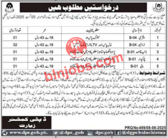 Deputy Commissioner DC Ziarat Jobs 2025