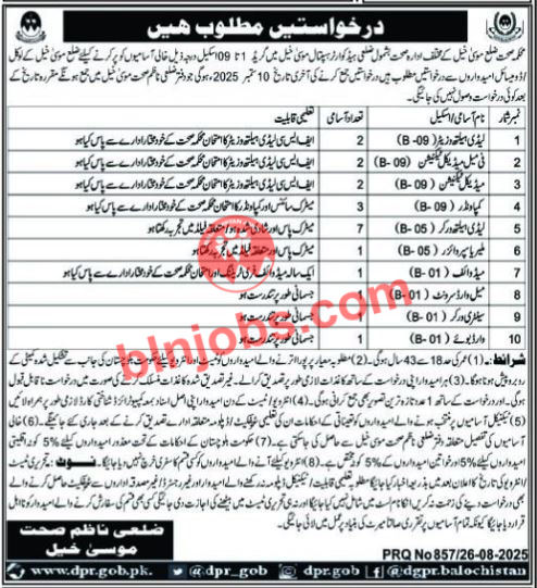 Health Department Musa Khail Jobs 2025