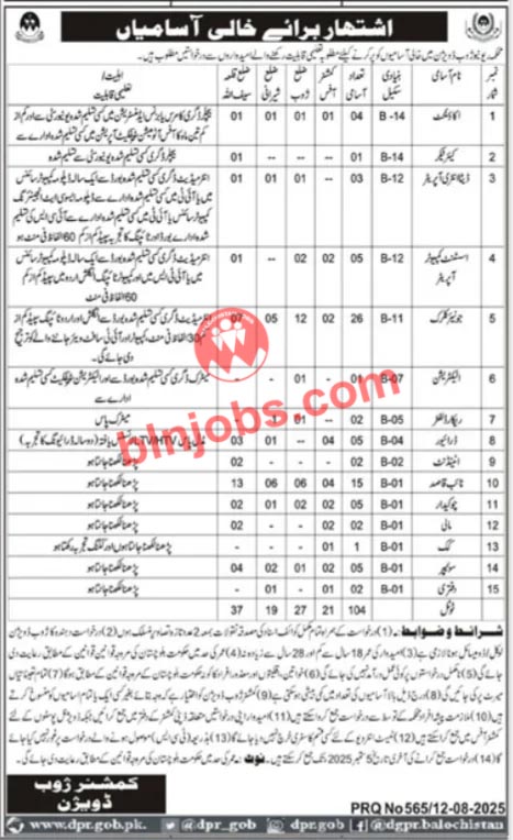 Revenue Department Zhob Division Jobs 2025