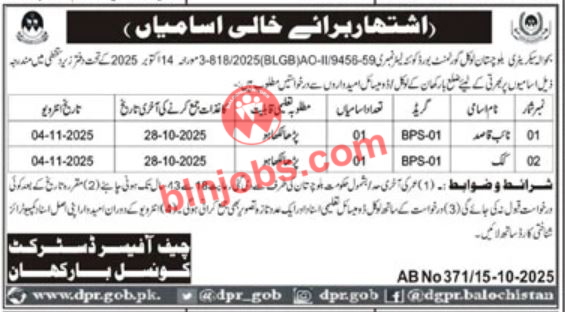 District Council Barkhan Jobs 2025
