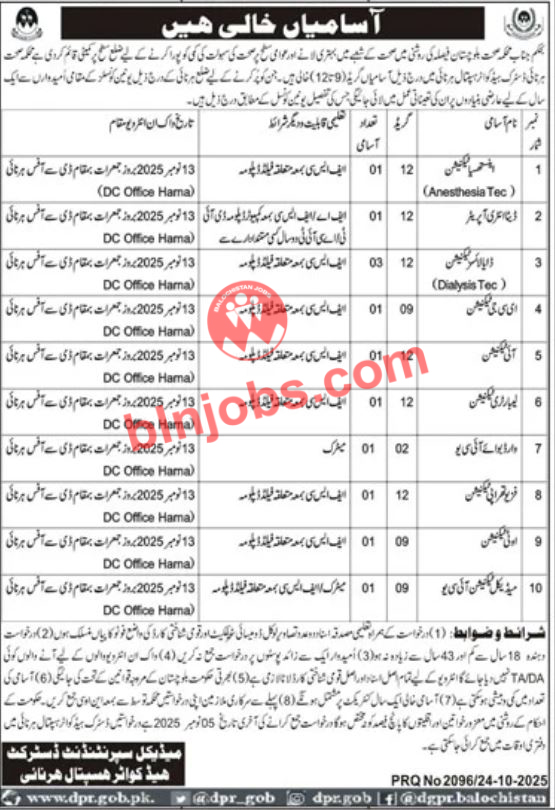 Health Department Harnai Jobs 2025