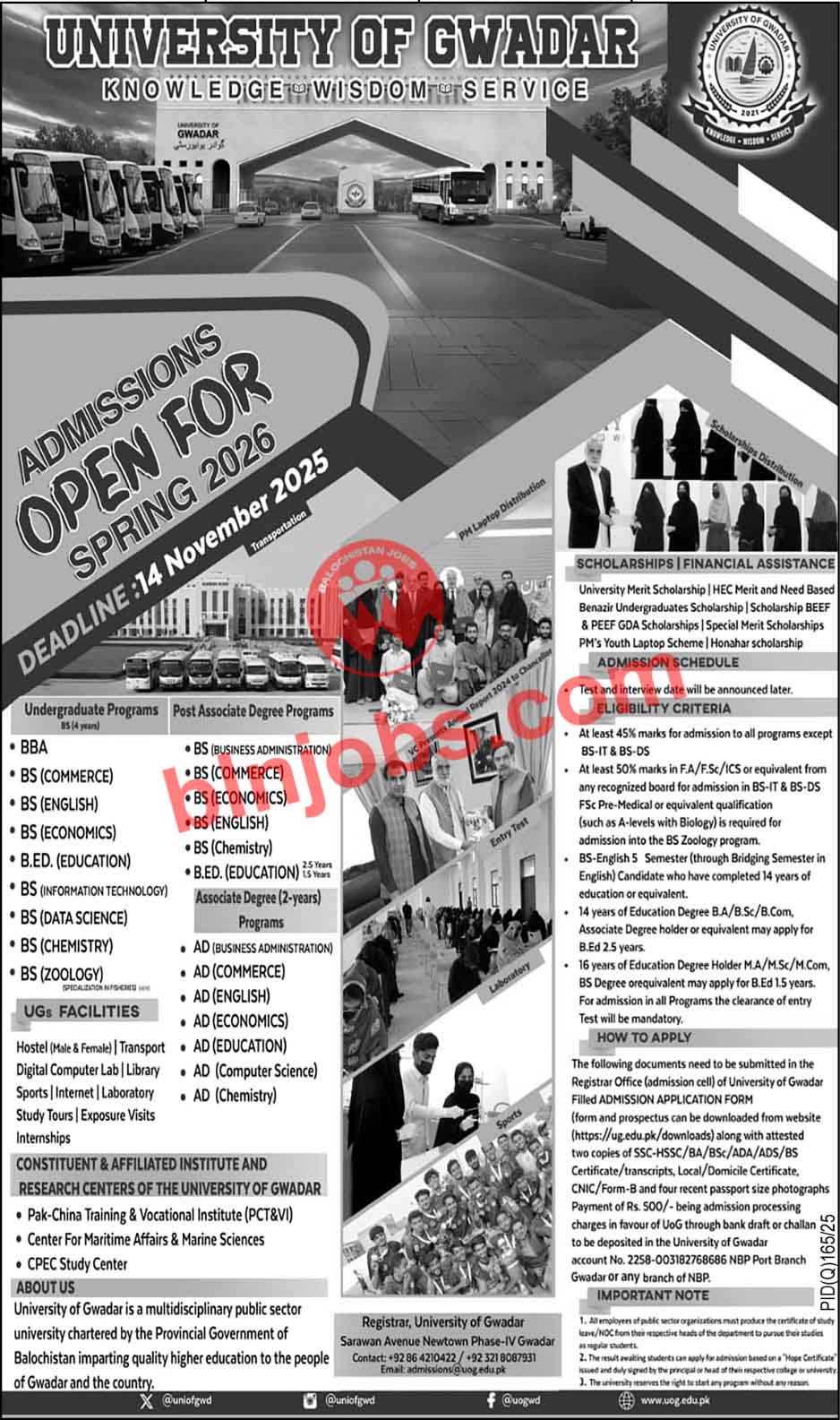 University of Gwadar Admissions 2026