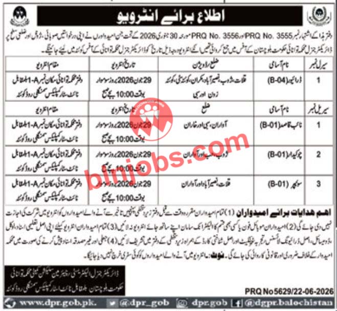 Energy Department Balochistan Interviews 2026