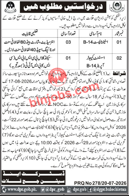 District and Session Court Kalat Jobs 2026