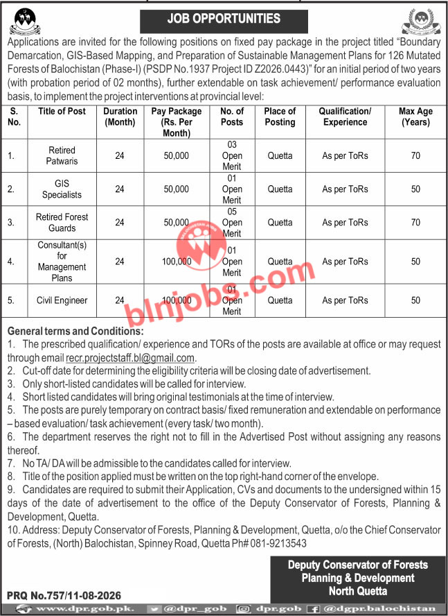Planning and Development Department Project Balochistan Jobs 2026