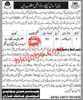 Union Council UC Jamak Kharan Jobs 2026