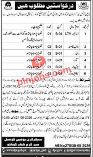 Union Council Meer Karam Khan Kohlu Jobs 2026